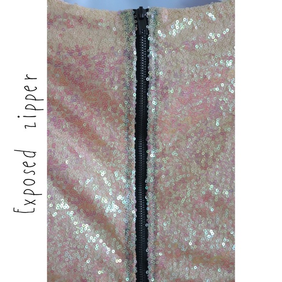 Nasty Gal Glamorous Peach Metallic Iridescent Sequin Dress - Picture 4 of 14